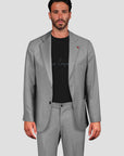 Single-breasted fabric suit with stripe - Grey