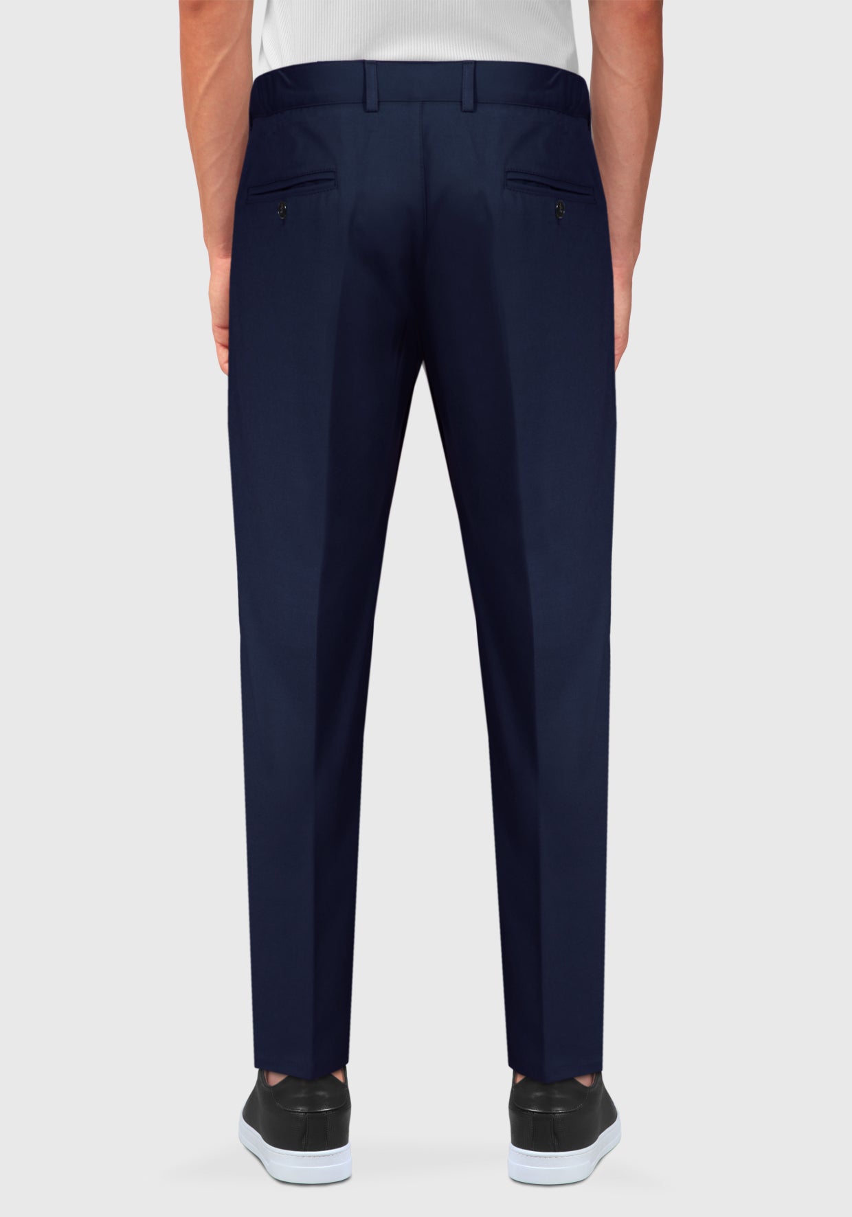 Half-breasted trousers dress with side elastics - Navy Blue