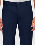 Half-breasted trousers dress with side elastics - Navy Blue