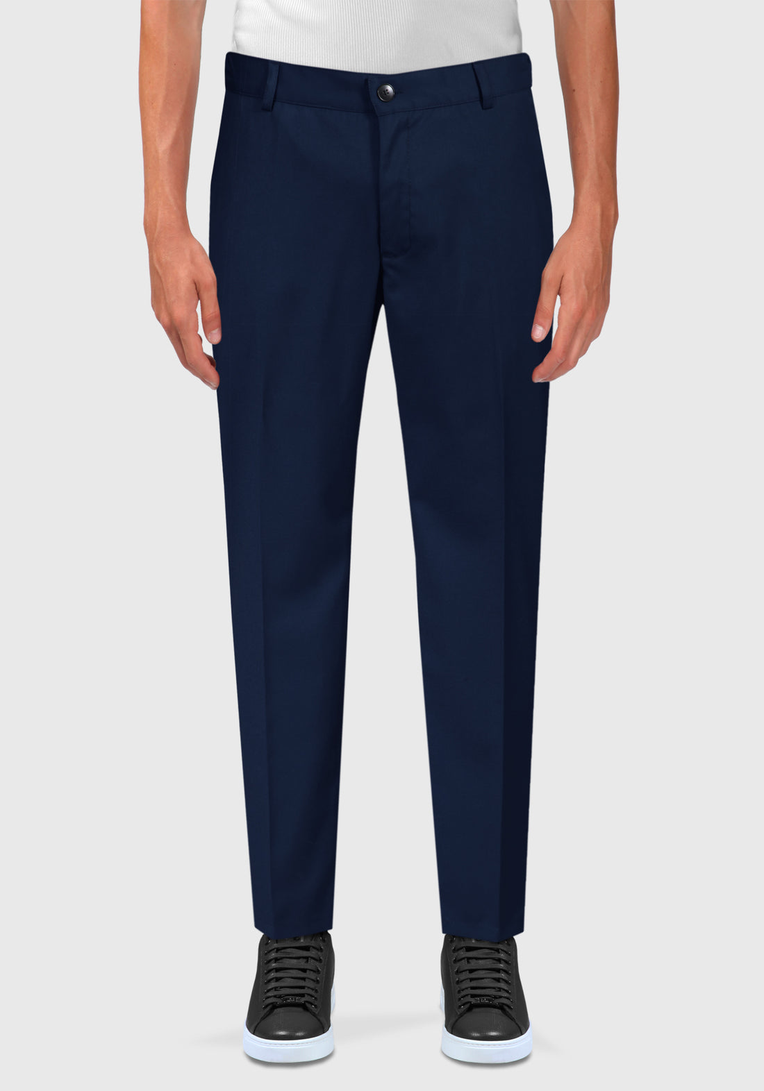 Half-breasted trousers dress with side elastics - Navy Blue
