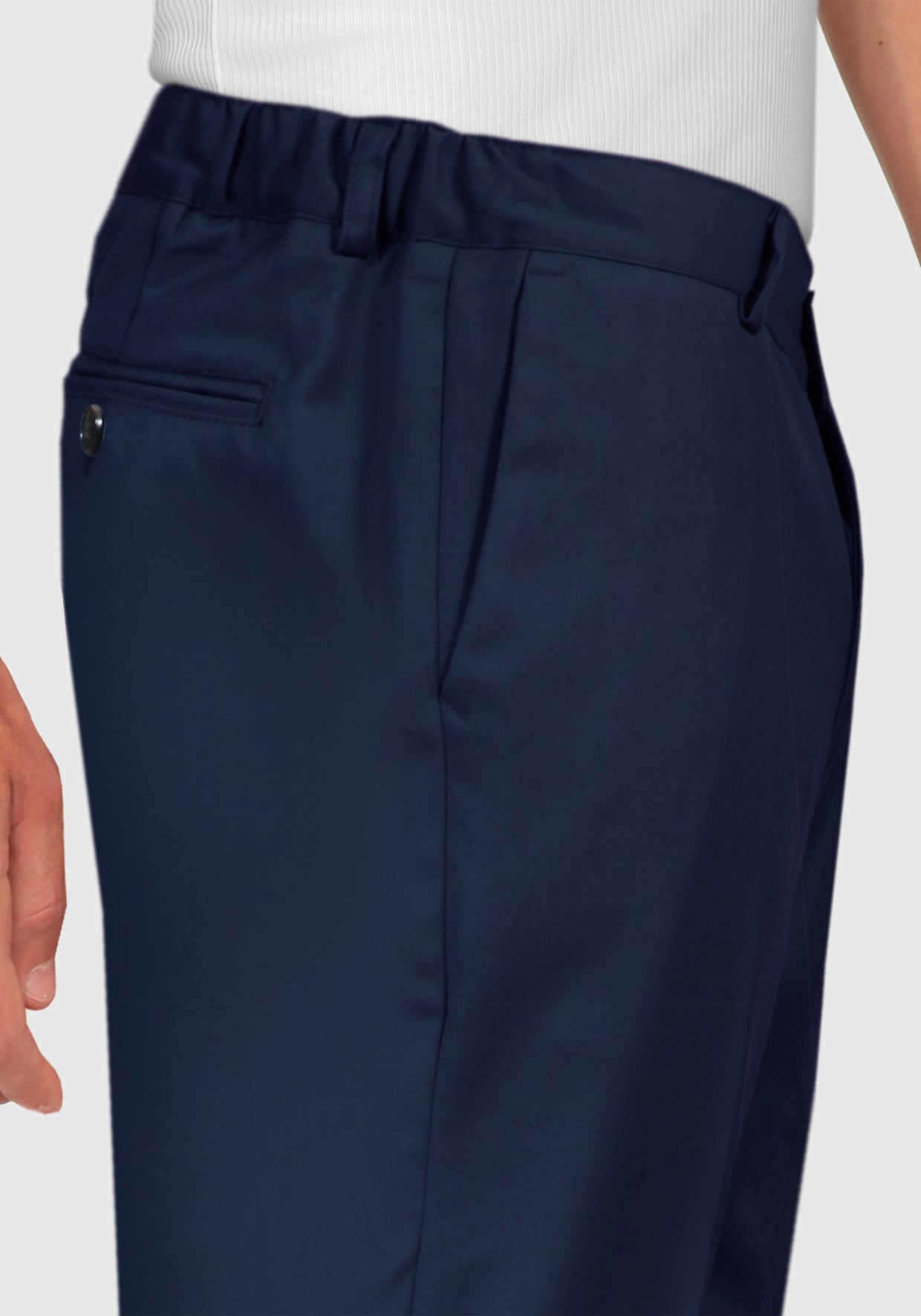 Half-breasted trousers dress with side elastics - Navy Blue