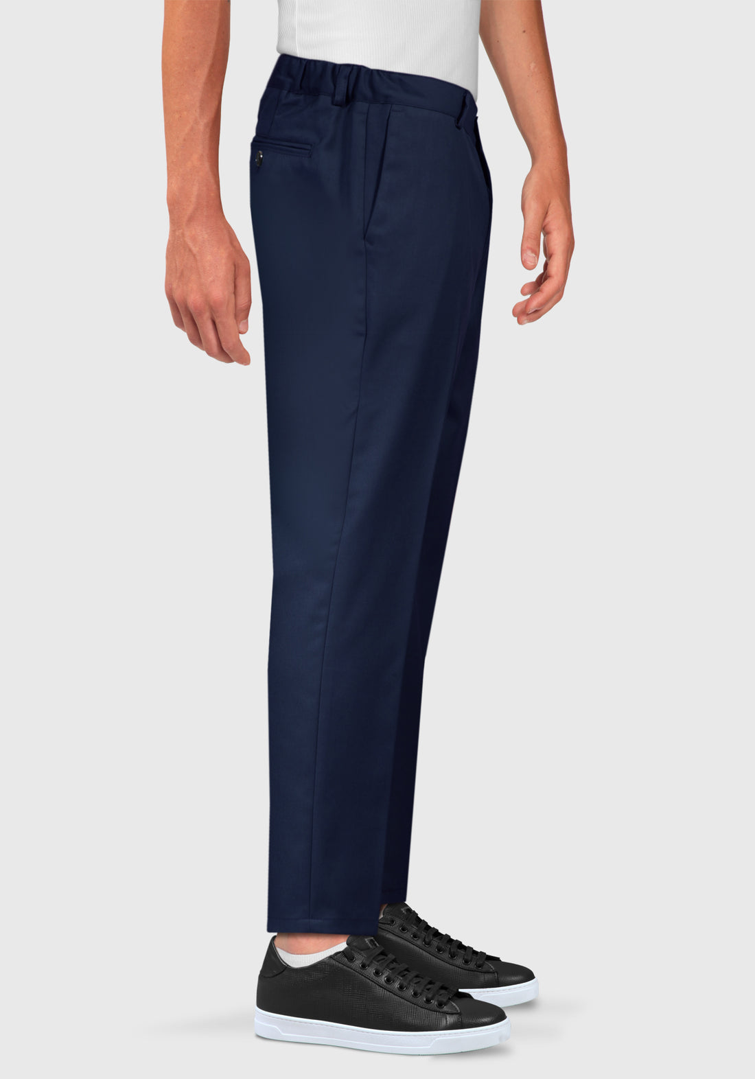 Half-breasted trousers dress with side elastics - Navy Blue