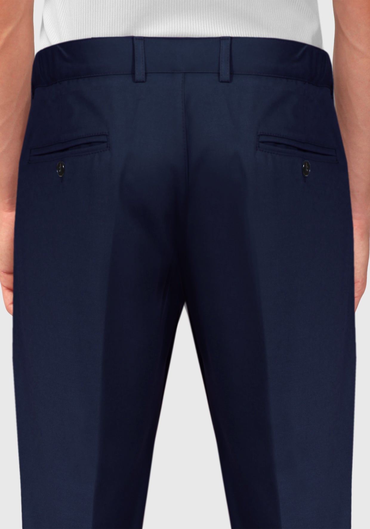 Half-breasted trousers dress with side elastics - Navy Blue