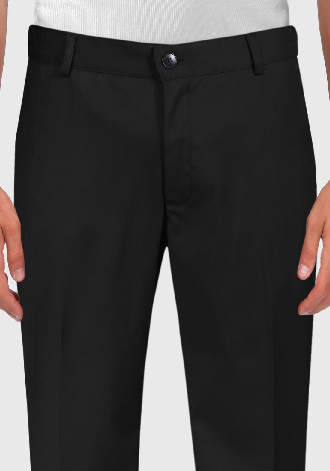 Half-breasted trousers dress with side elastics - Black