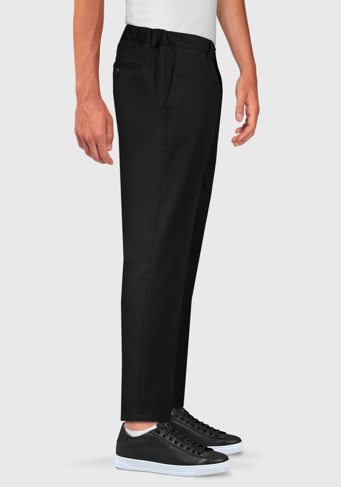 Half-breasted trousers dress with side elastics - Black