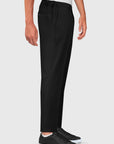 Half-breasted trousers dress with side elastics - Black