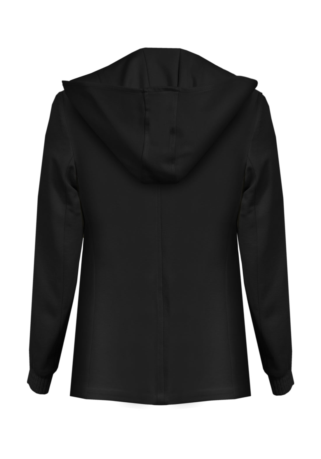 Hooded Jacket with Knitted Cuff - Black