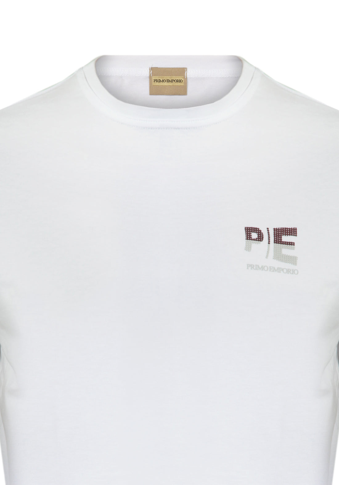 Half Sleeve Elastic T-Shirt with Print - White -