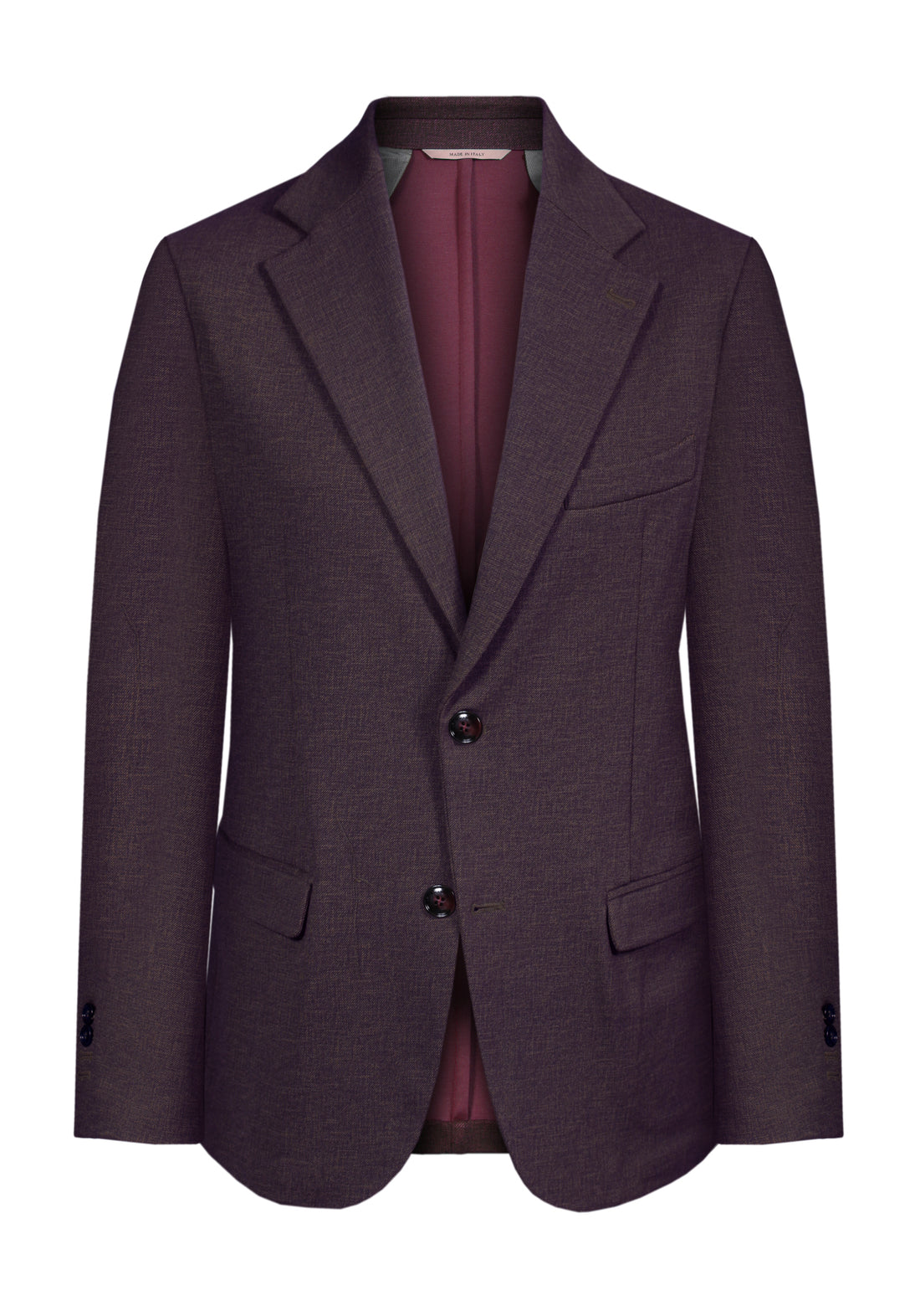 Two-button jacket in elastic fabric - Bordeaux