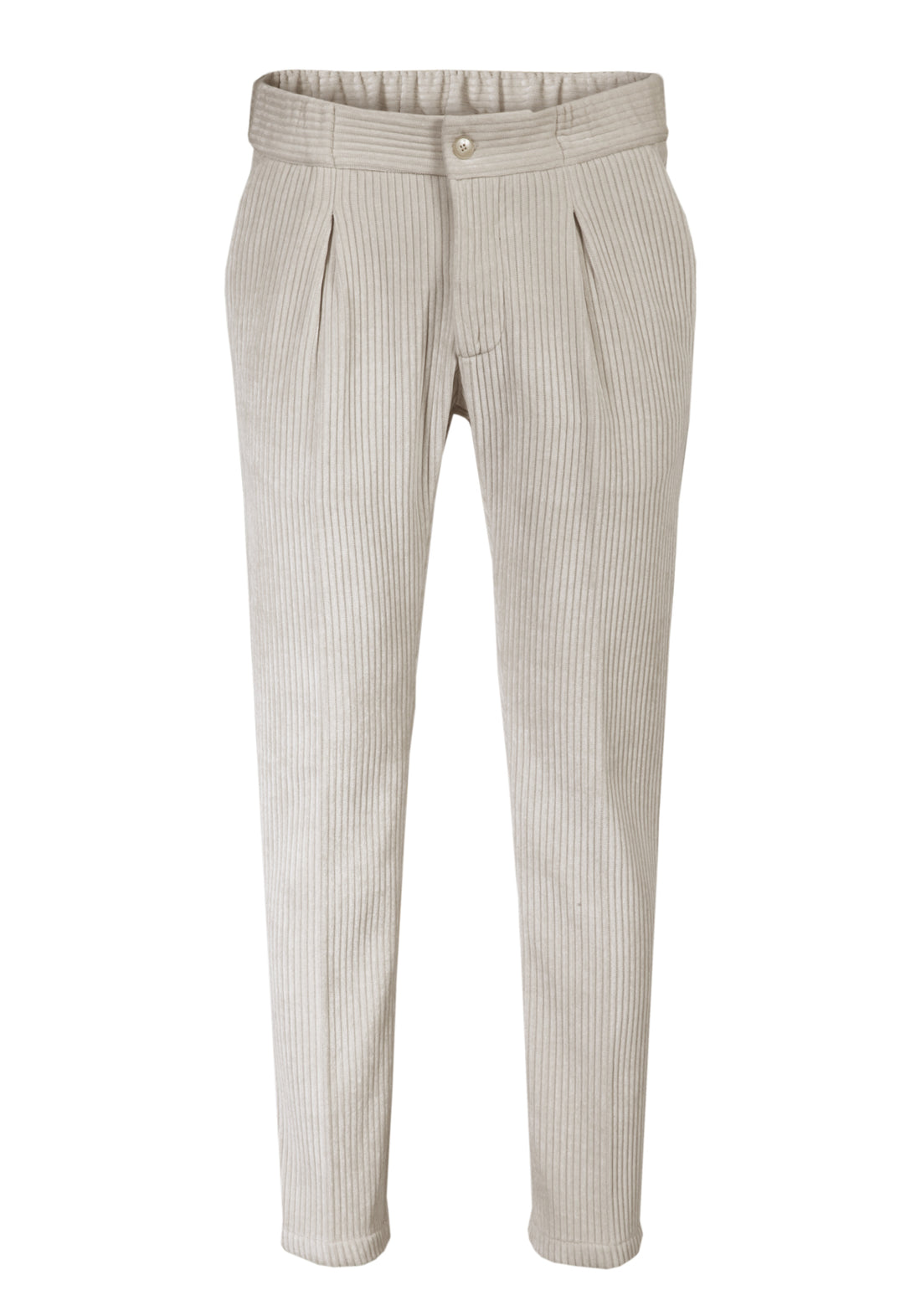 Pantalone con elastico laterale tessuto in Velluto  - Beige