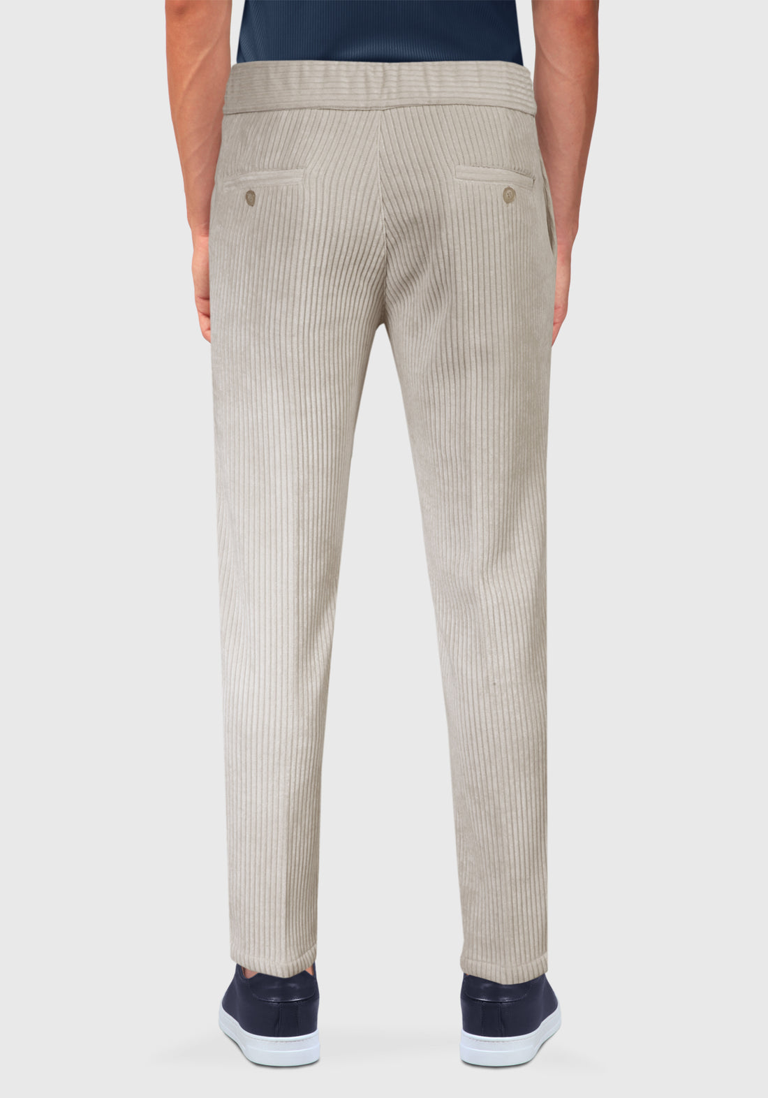 Pantalone con elastico laterale tessuto in Velluto  - Beige
