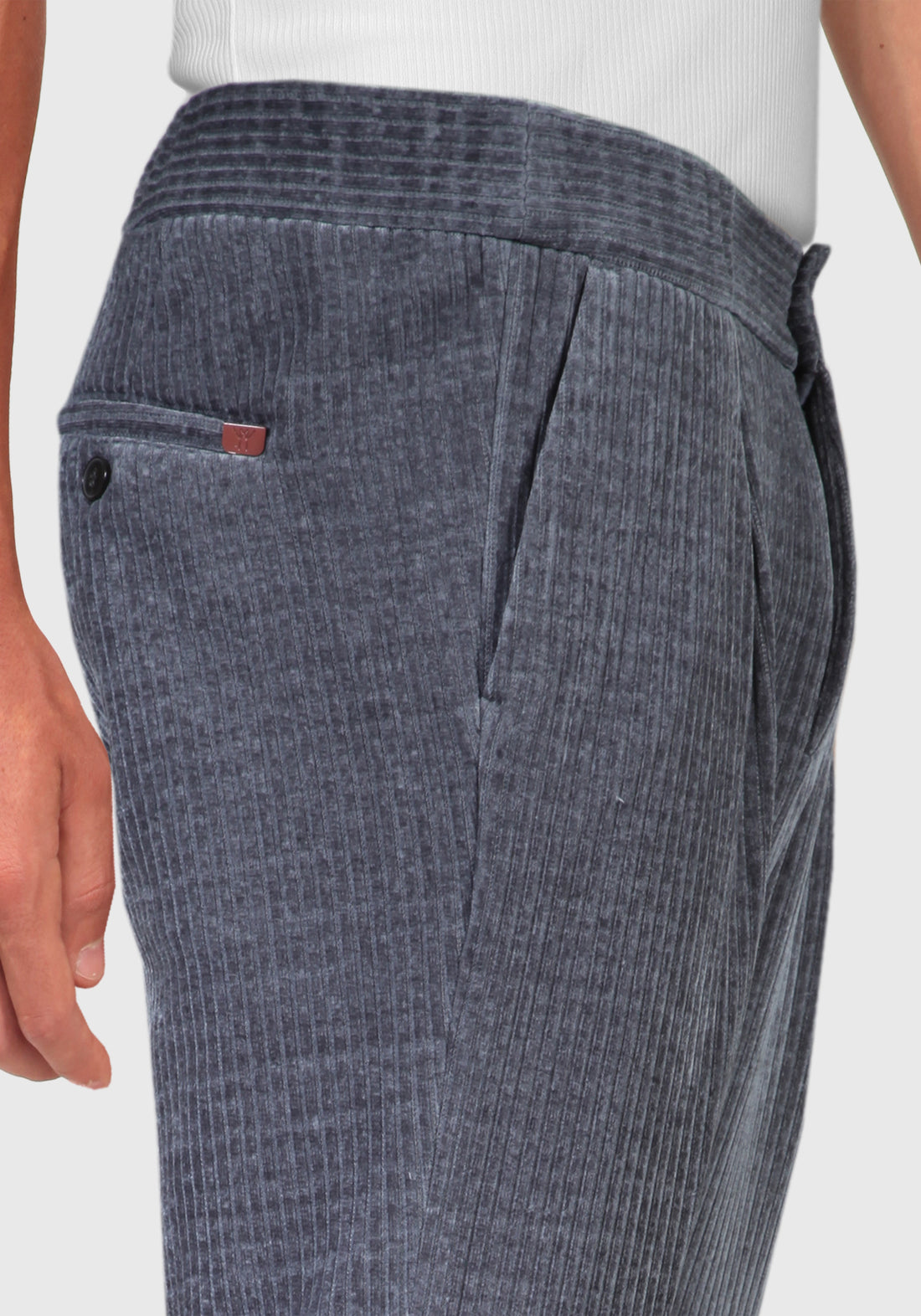 Pantalone con elastico laterale tessuto in Velluto  - Grigio