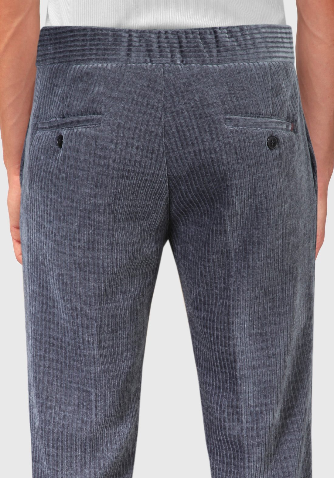 Pantalone con elastico laterale tessuto in Velluto  - Grigio