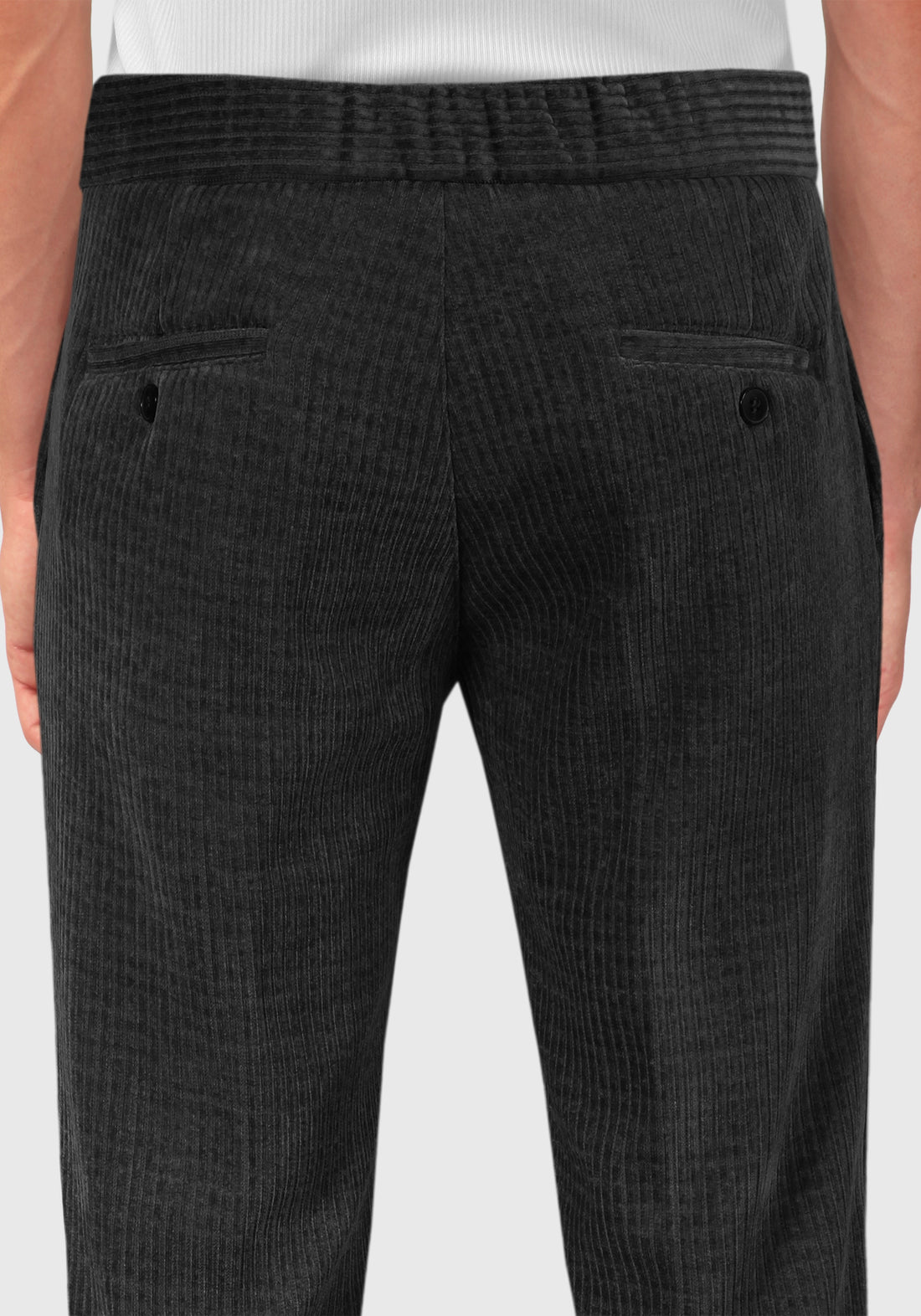 Pantalone con elastico laterale tessuto in Velluto  - Nero