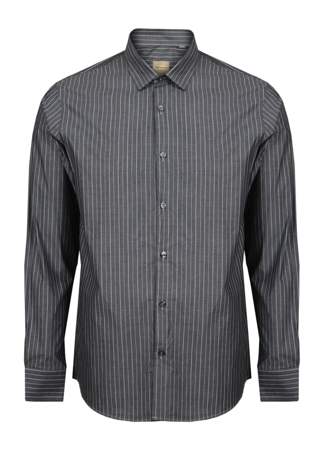 Slim Fit Pinstriped Shirt -Grey-