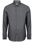 Slim Fit Pinstriped Shirt -Grey-