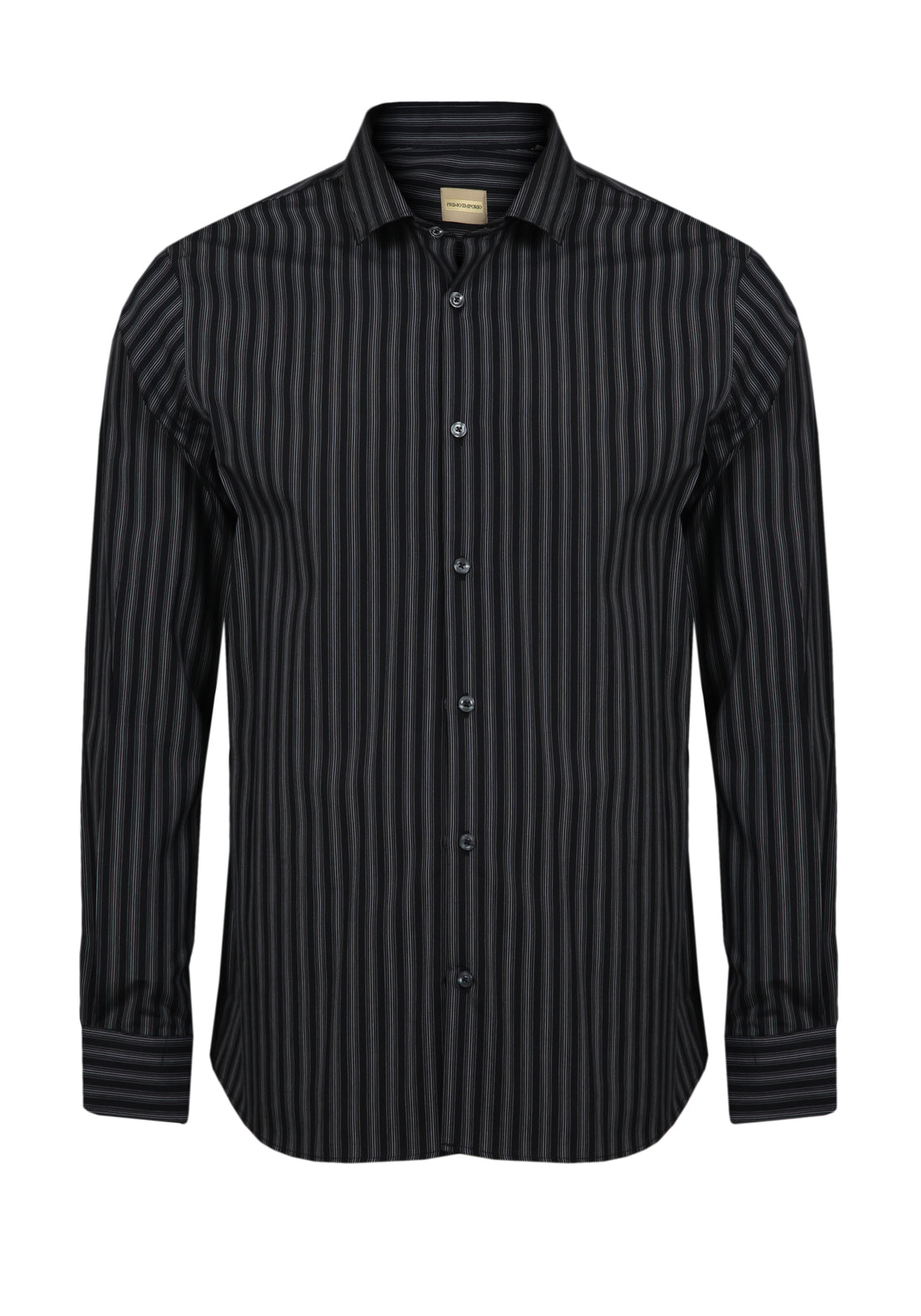 Slim Fit Pinstripe Shirt -Black-