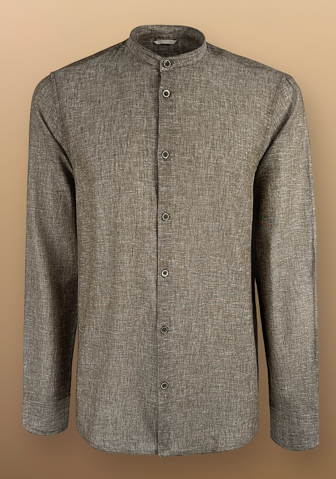 Primo Emporio Camicia Lino Manica Lunga Collo Coreano