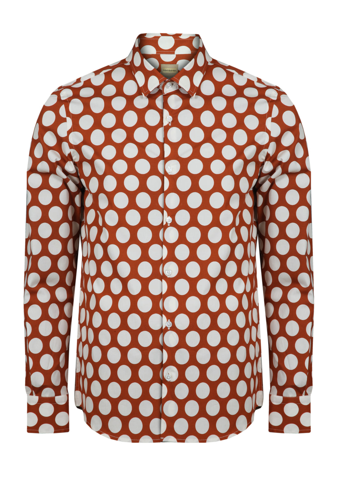 Large Polka Dot Print Shirt -Orange-