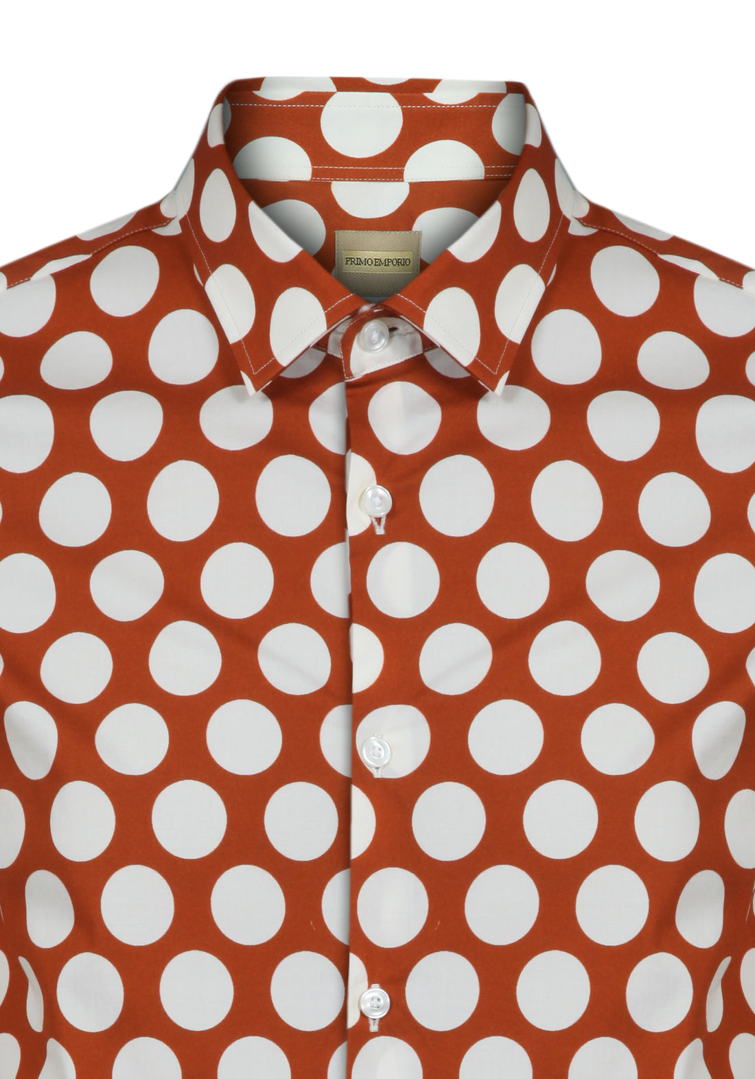 Large Polka Dot Print Shirt -Orange-