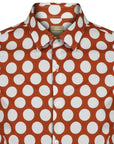 Large Polka Dot Print Shirt -Orange-