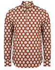 Large Polka Dot Print Shirt -Orange-