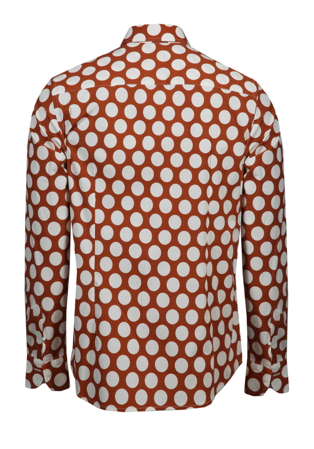 Large Polka Dot Print Shirt -Orange-