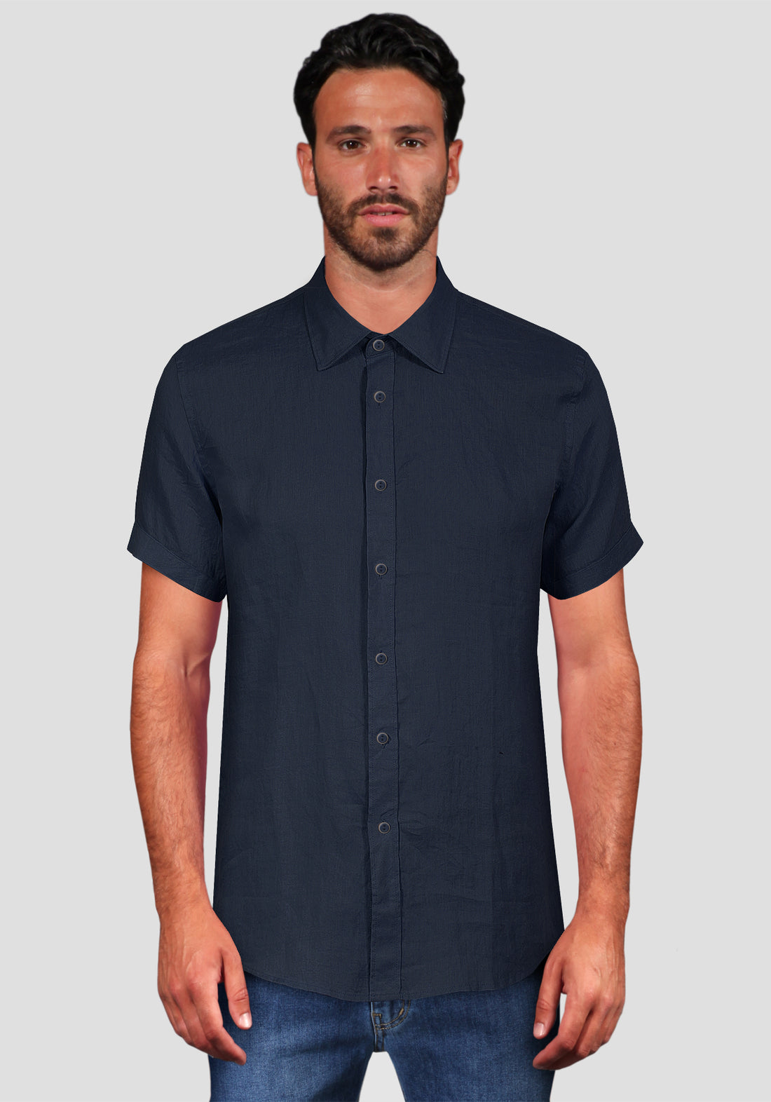 Primo Emporio Camicia Lino Mezza Manica - Blue