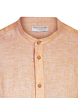 Half-sleeved linen shirt with Korean collar