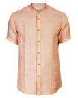 Half-sleeved linen shirt with Korean collar