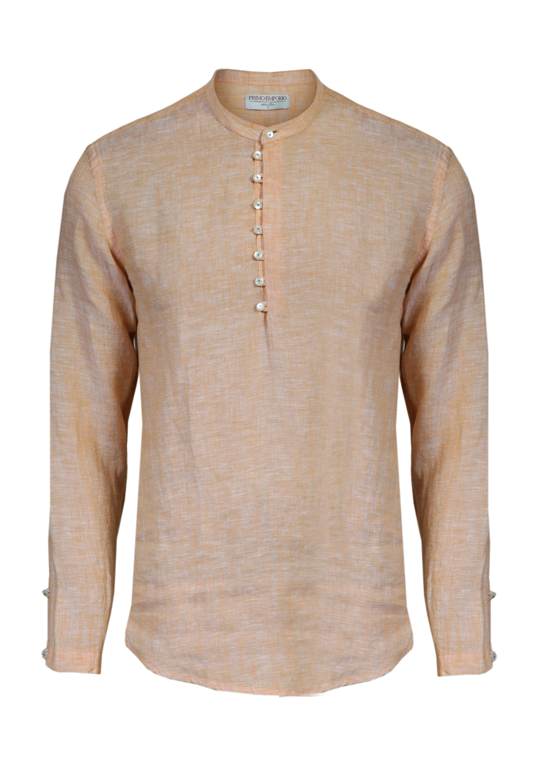 Long Sleeve Linen Tunic Shirt - Orange