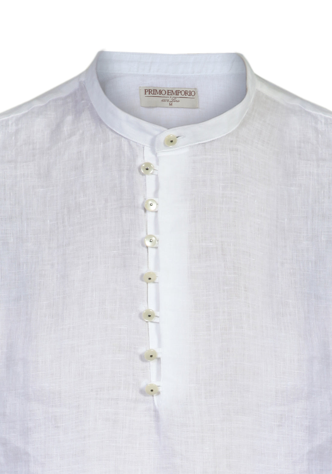 Camicia di Lino a Casacca Manica Lunga - Bianco