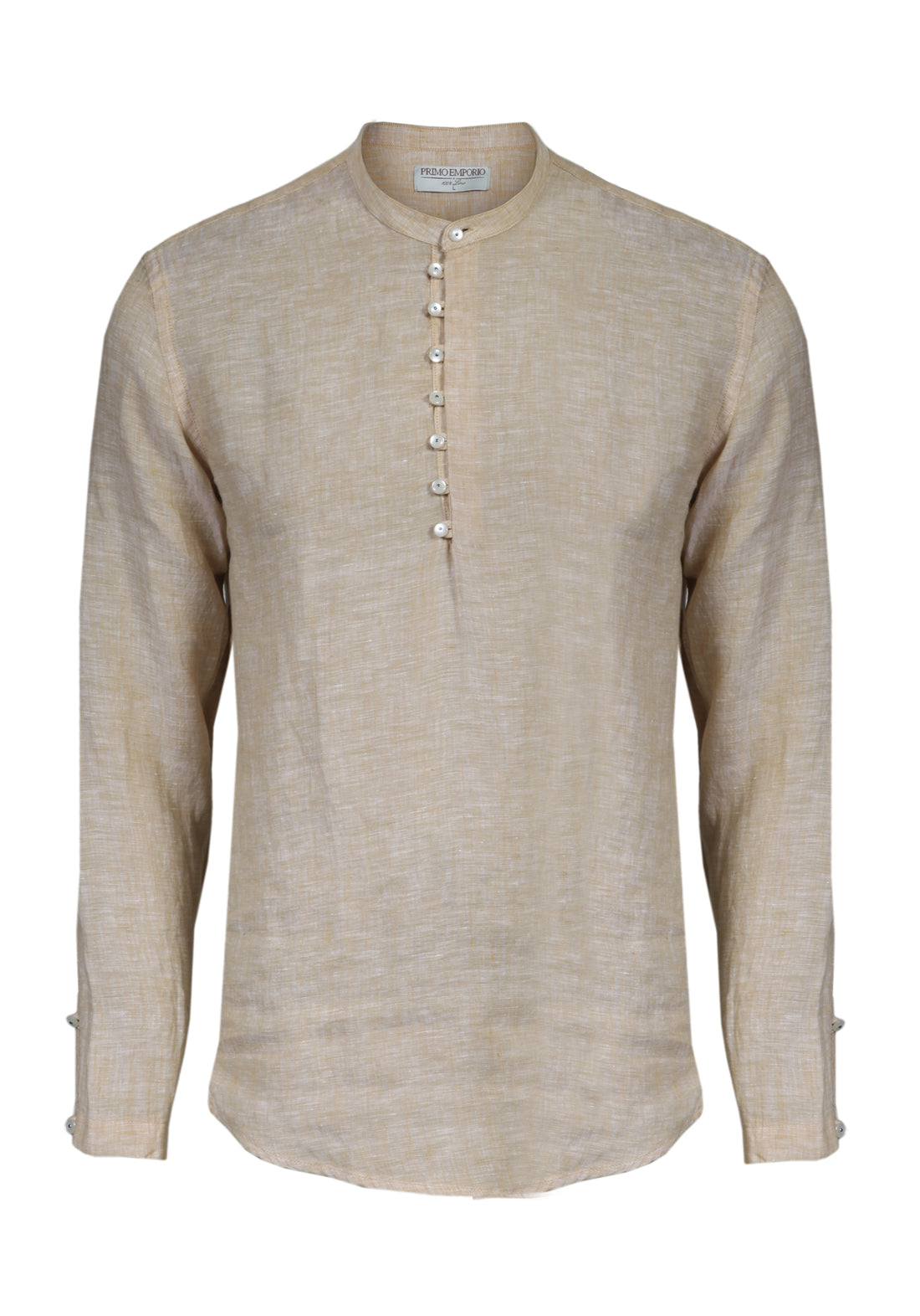 Long Sleeve Linen Tunic Shirt - Ecru