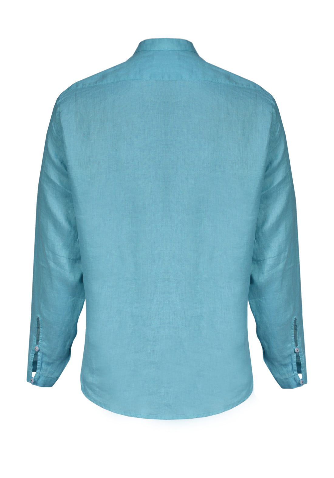 Long Sleeve Linen Tunic Shirt - Turquoise