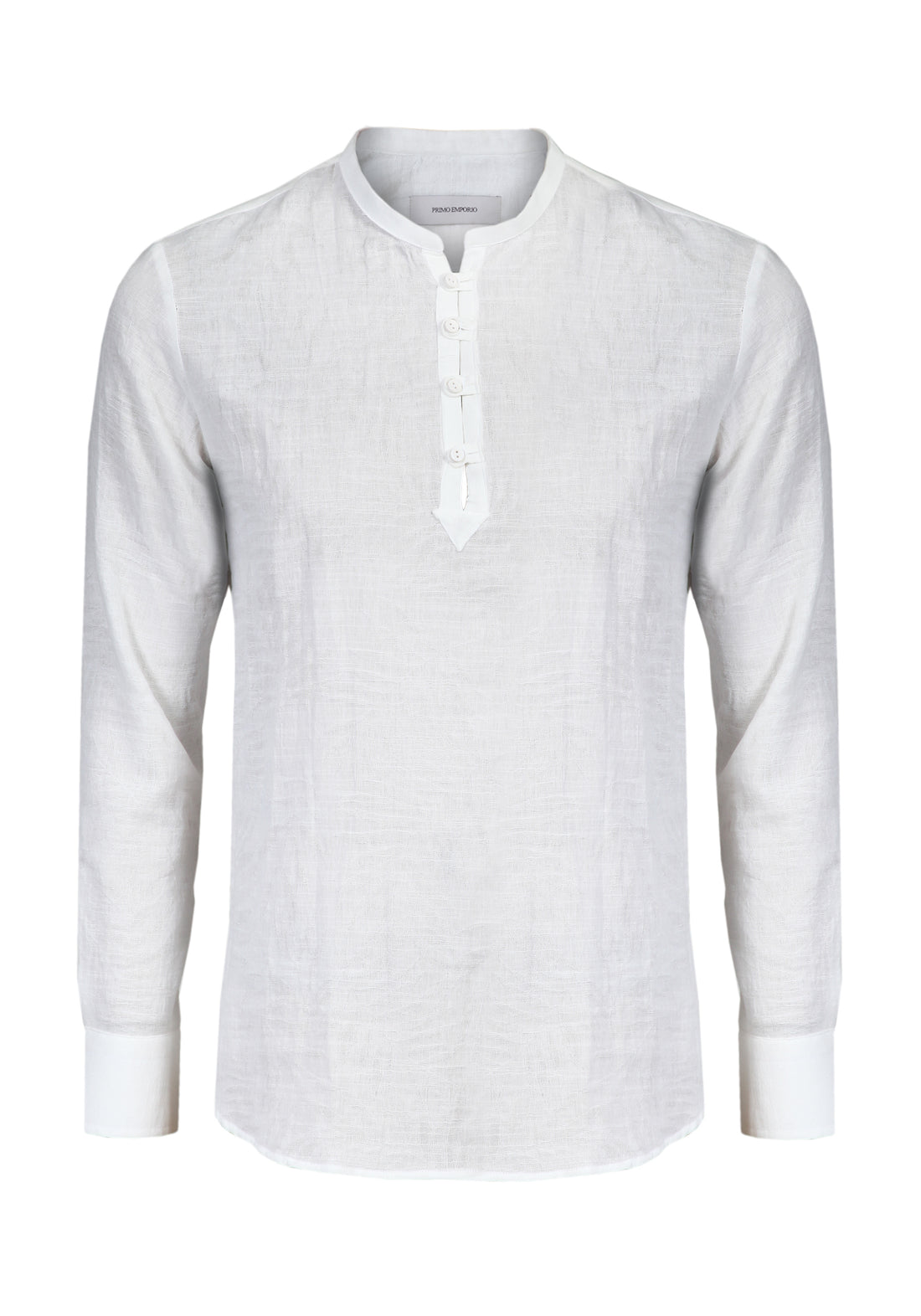 Tunic Shirt with Long Sleeve Buttons - White