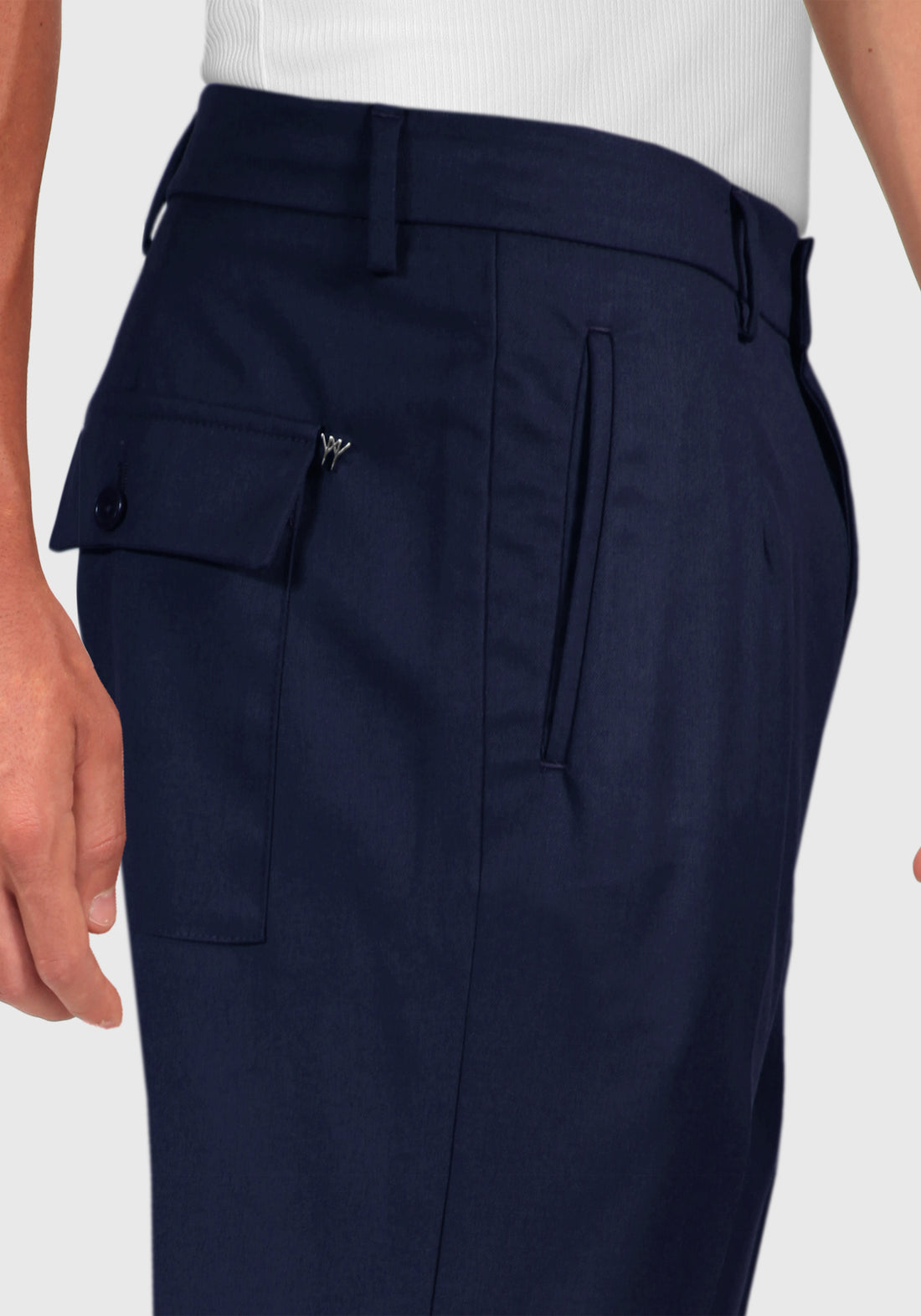 Pantalone Fresco Lana con Tasconi dietro - Blue