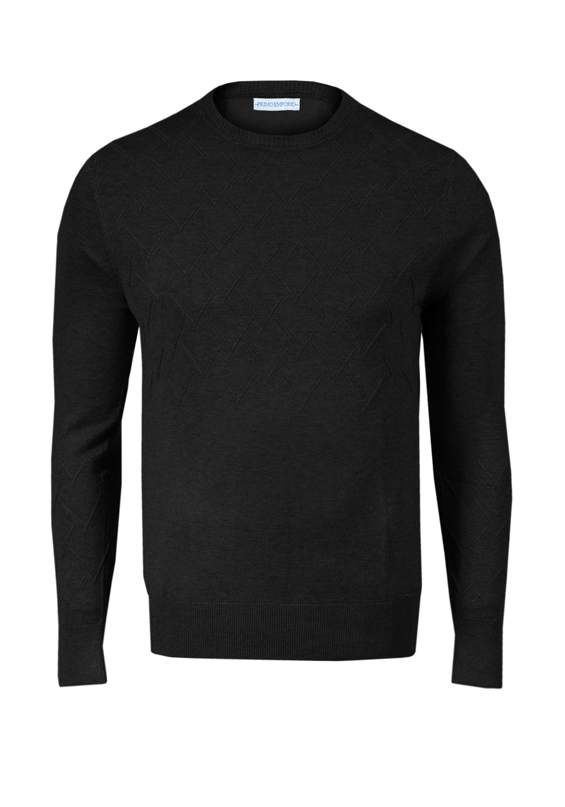 Round neck sweater Geometric elastic viscose - Black