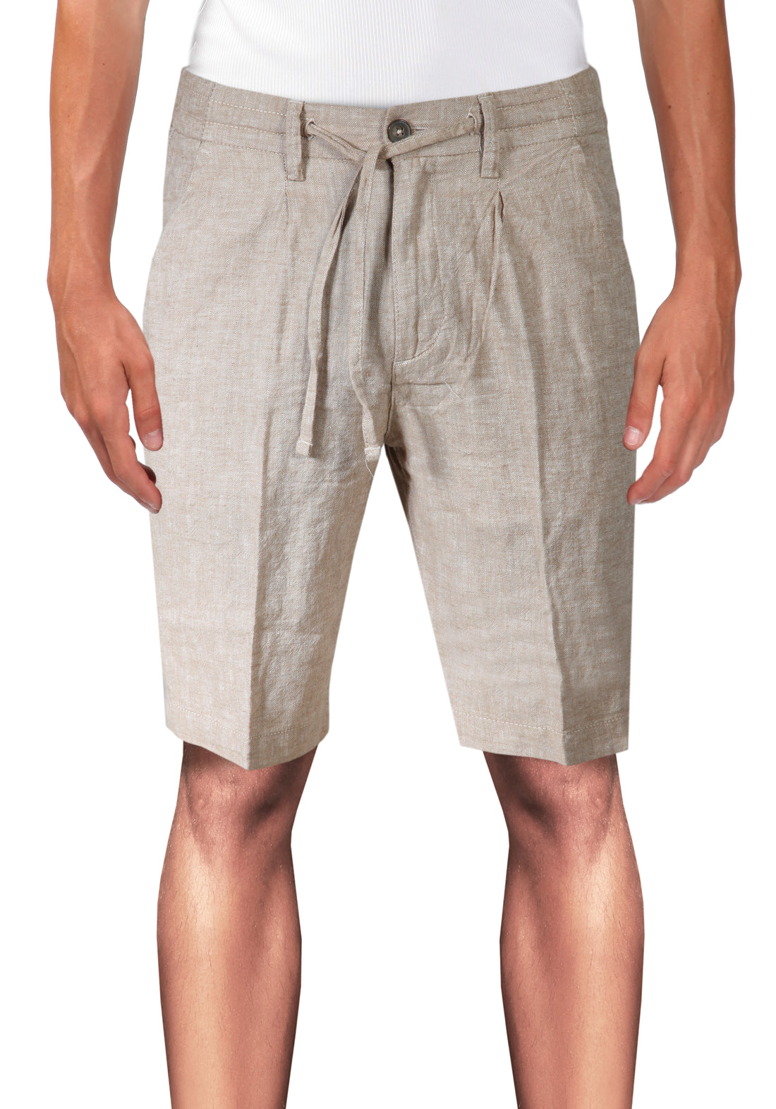 Bermuda shorts with drawstring in Linen - Beige