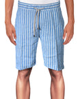 Striped Bermuda shorts with linen drawstring