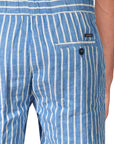 Striped Bermuda shorts with linen drawstring