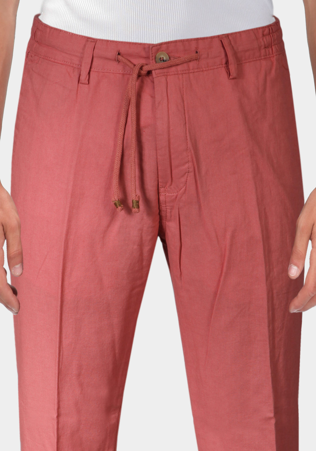 Trousers with Lace and Buttons - Brick