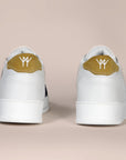 Leather sneakers with suede band