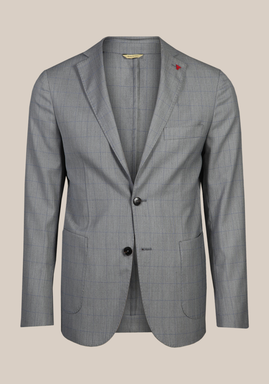 Single-breasted cotton suit with check