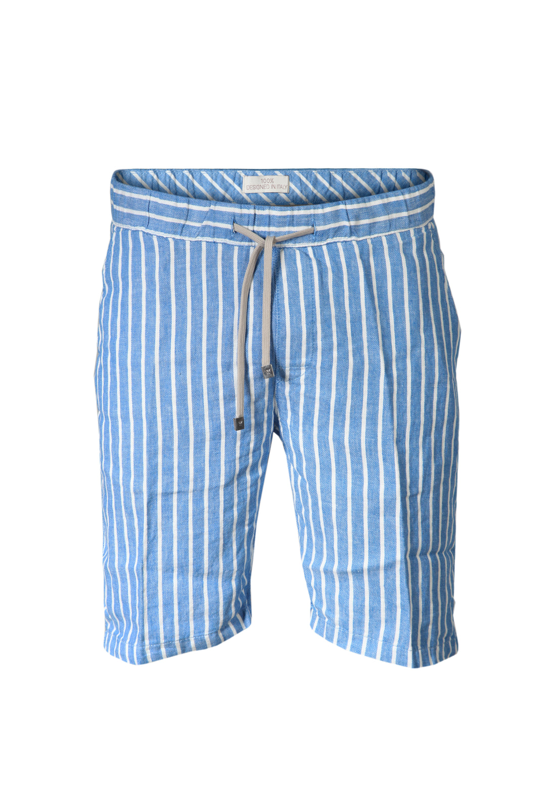 Striped Bermuda shorts with lace in Linen - Bluette