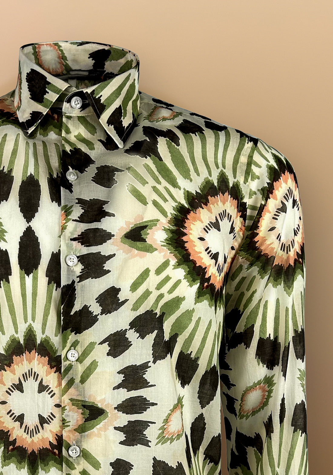 Camicia in Mussola di cotone con stampa verde