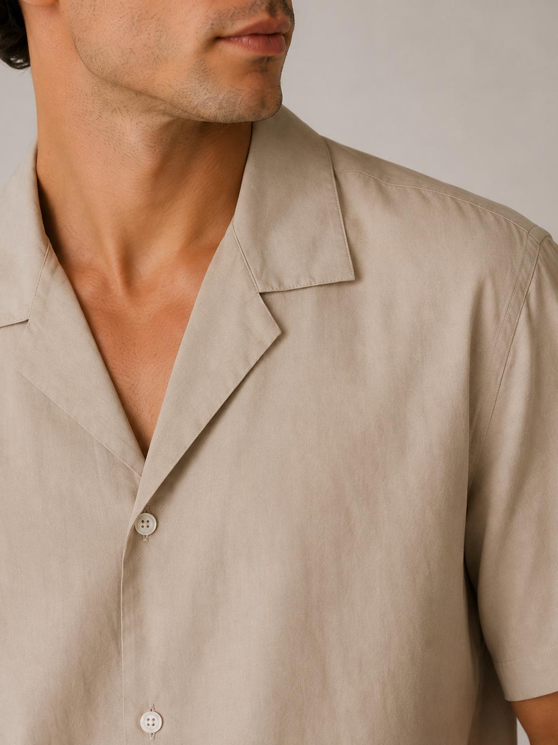 Camicia mezza manica collo Bowling