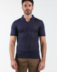 Half sleeve Perforated Thread Polo - Blue