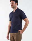 Half sleeve Perforated Thread Polo - Blue