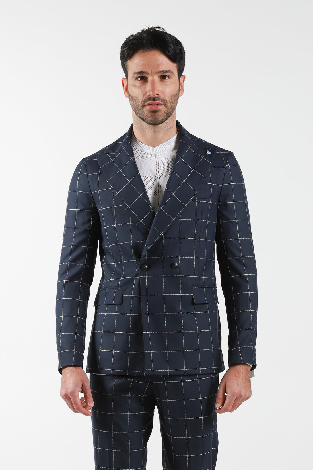 Double Breasted Square Suit - Blue