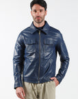 Shirt model leather jacket - Blue